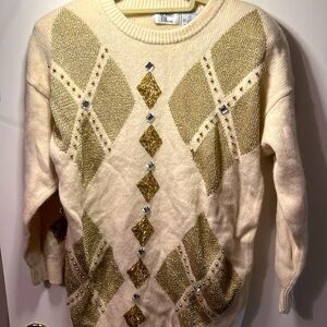 Vintage 80s Bonnie and Bill by Holly Cream Sequin Sweater